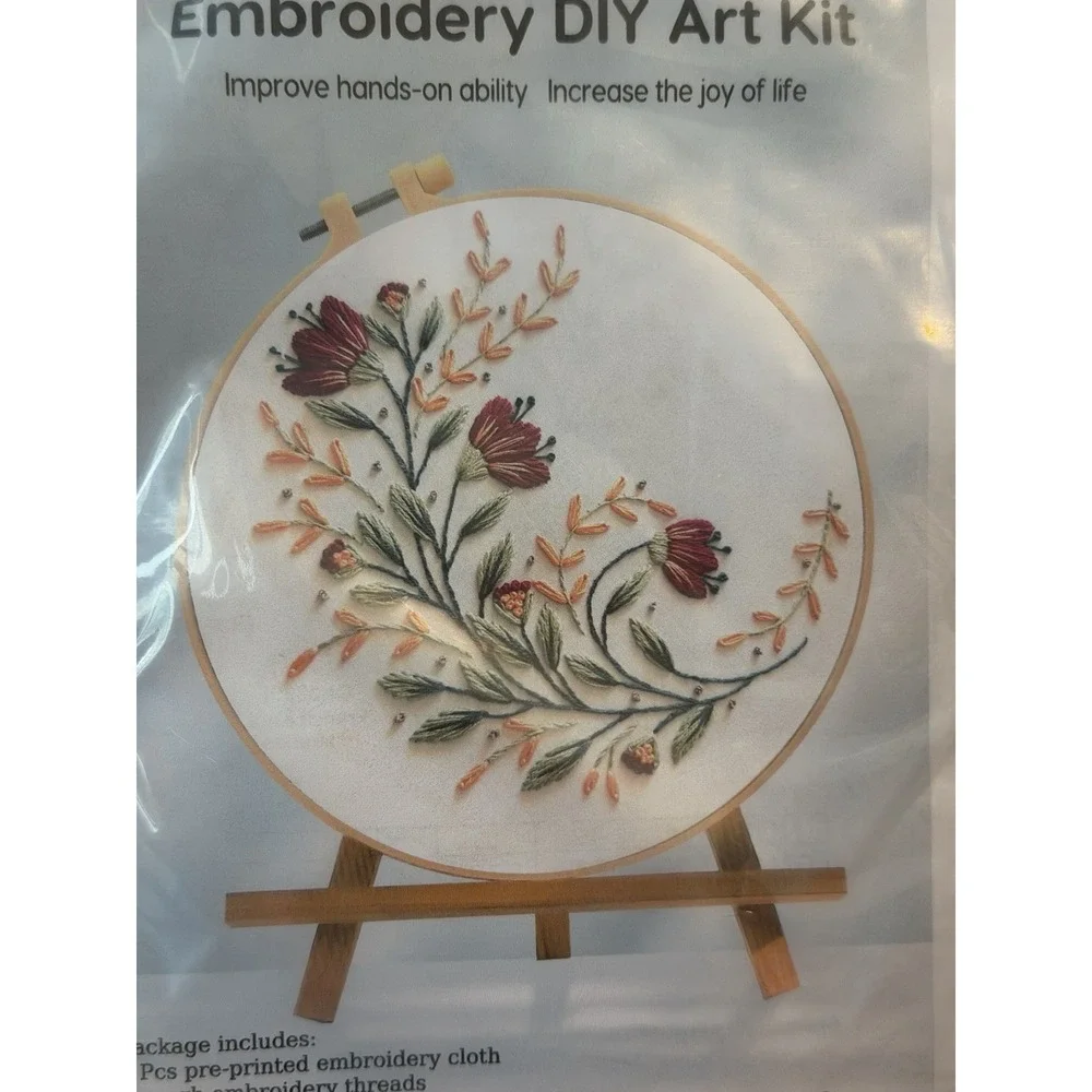 Embroidery DIY Art Kit Floral #CX-202 New Sealed Cottagecore